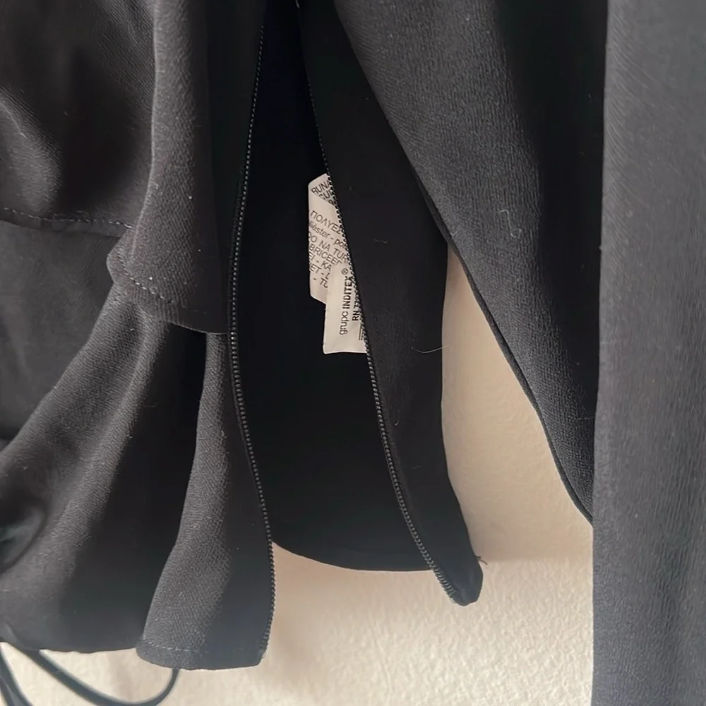 Zara black top long sleeve front open double lace left zipper up grunge Y2K